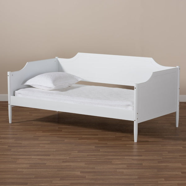 Baxton Studio Baxton Alya Classic Farmhouse Twin Daybed - White Wood Sofa Bed for Kids & Guest Rooms, Durable Design MG0016-1-White-Daybed