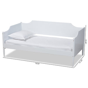 Baxton Studio Baxton Alya Classic Farmhouse Twin Daybed - White Wood Sofa Bed for Kids & Guest Rooms, Durable Design MG0016-1-White-Daybed
