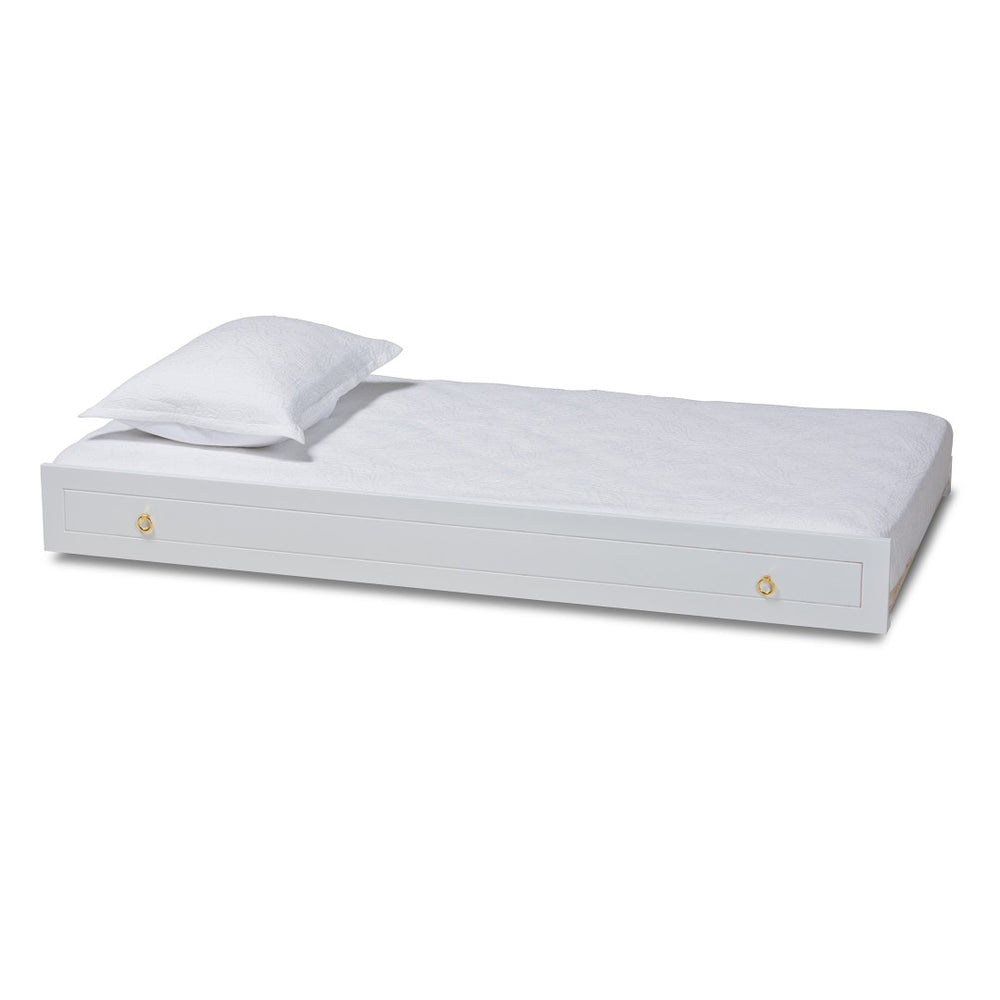 Baxton Studio Baxton Studio Alya Classic Farmhouse Twin Trundle Bed with Smooth-Caster Wheels for Guests MG 0016-1-White-Trundle