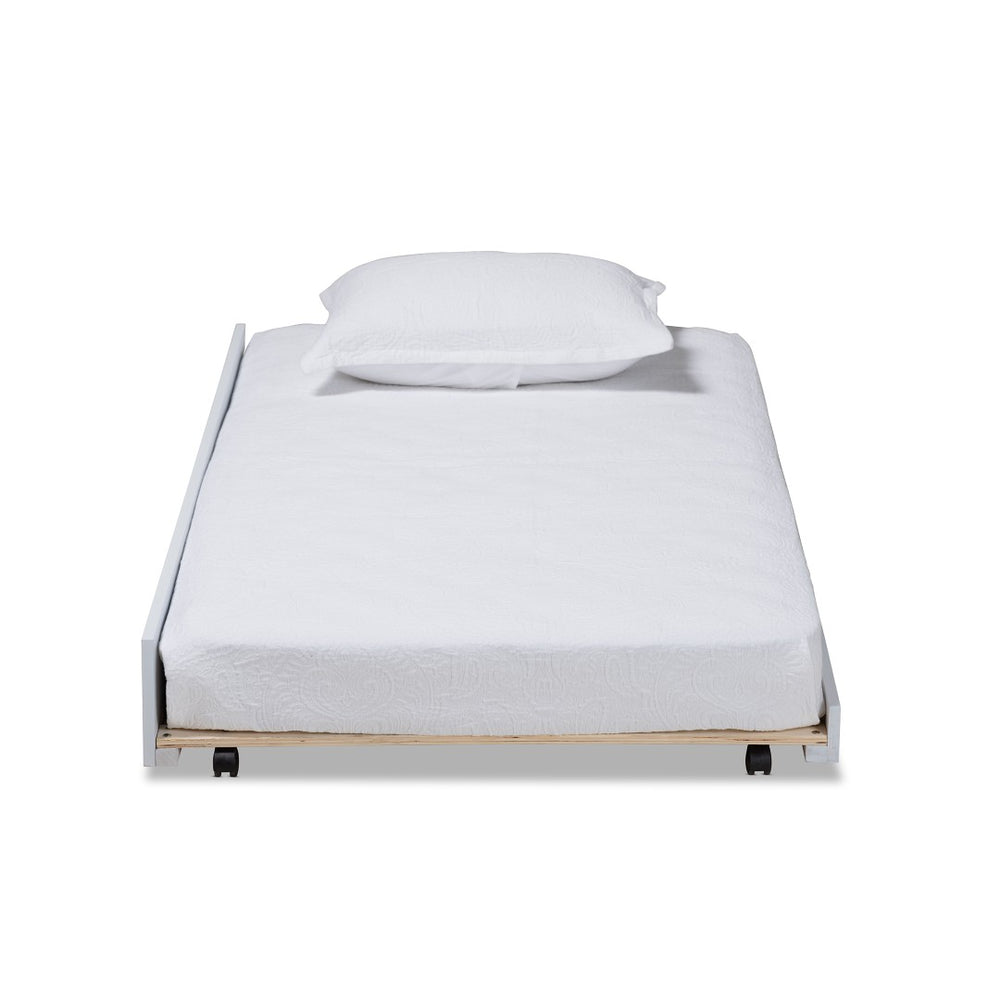 Baxton Studio Baxton Studio Alya Classic Farmhouse Twin Trundle Bed with Smooth-Caster Wheels for Guests MG 0016-1-White-Trundle
