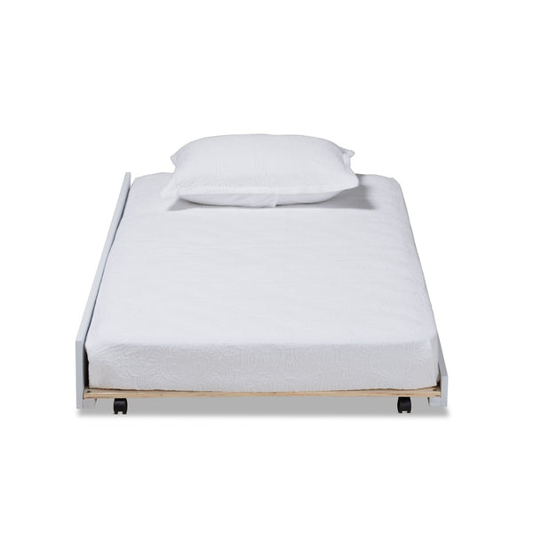 Baxton Studio Baxton Studio Alya Classic Farmhouse Twin Trundle Bed with Smooth-Caster Wheels for Guests MG 0016-1-White-Trundle