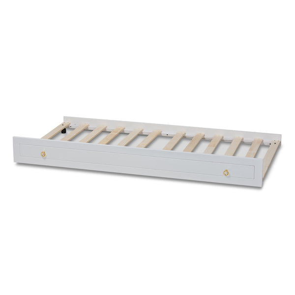 Baxton Studio Baxton Studio Alya Classic Farmhouse Twin Trundle Bed with Smooth-Caster Wheels for Guests MG 0016-1-White-Trundle