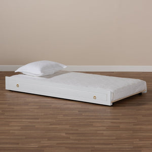 Baxton Studio Baxton Studio Alya Classic Farmhouse Twin Trundle Bed with Smooth-Caster Wheels for Guests MG 0016-1-White-Trundle
