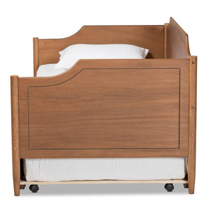 Baxton Studio Baxton Studio Alya Classic Farmhouse Walnut Brown Daybed with Convenient Roll-Out Trundle Bed Twin MG0016-1-Walnut-Daybed with Trundle