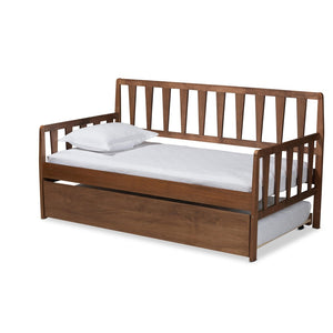 Baxton Studio Baxton Studio Twin Daybed with Roll-Out Trundle, Walnut Brown Finish, Modern Transitional Design MG0046-1-Walnut-Daybed with Trundle