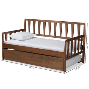 Baxton Studio Baxton Studio Twin Daybed with Roll-Out Trundle, Walnut Brown Finish, Modern Transitional Design MG0046-1-Walnut-Daybed with Trundle