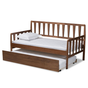 Baxton Studio Baxton Studio Twin Daybed with Roll-Out Trundle, Walnut Brown Finish, Modern Transitional Design MG0046-1-Walnut-Daybed with Trundle