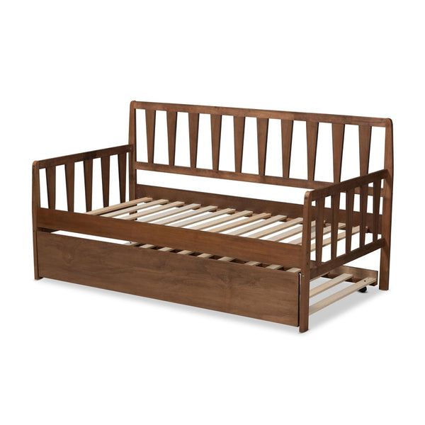 Baxton Studio Baxton Studio Twin Daybed with Roll-Out Trundle, Walnut Brown Finish, Modern Transitional Design MG0046-1-Walnut-Daybed with Trundle