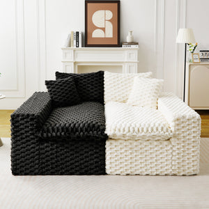 English Elm Luxury Color-Block Turtle Velvet Sofa - Modular Design For Stylish Living Spaces, Comfort For All! W3371S00045