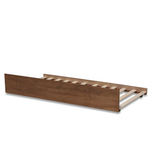 Baxton Studio Baxton Stylish Walnut Brown Twin Size Trundle Bed with Smooth Wheels for Easy Guest Sleepovers MG0046-1-Walnut-Trundle