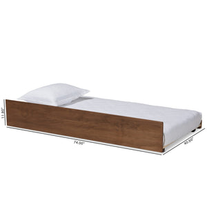 Baxton Studio Baxton Stylish Walnut Brown Twin Size Trundle Bed with Smooth Wheels for Easy Guest Sleepovers MG0046-1-Walnut-Trundle