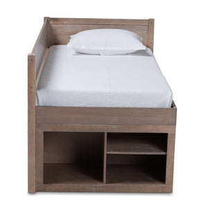 Baxton Studio Baxton Studio Levon Twin Storage Bed - Modern Antique Oak Finish with 4 Drawers & Built-In Slats MG0042-Antique Oak-Twin