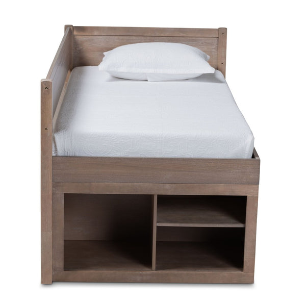 Baxton Studio Baxton Studio Levon Twin Storage Bed - Modern Antique Oak Finish with 4 Drawers & Built-In Slats MG0042-Antique Oak-Twin