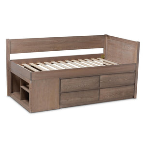 Baxton Studio Baxton Studio Levon Twin Storage Bed - Modern Antique Oak Finish with 4 Drawers & Built-In Slats MG0042-Antique Oak-Twin