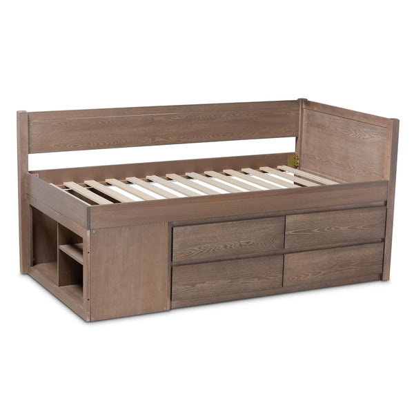 Baxton Studio Baxton Studio Levon Twin Storage Bed - Modern Antique Oak Finish with 4 Drawers & Built-In Slats MG0042-Antique Oak-Twin