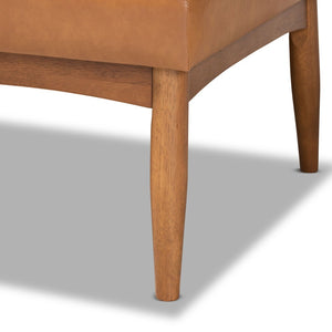 Baxton Studio Baxton Studio Mid-Century Modern Tan Faux Leather Dining Nook Set with Walnut Wood Finish for Small Spaces Arvid 5-Piece BBT8051-Tan/Walnut-5PC Dining Nook Set