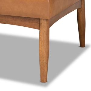 Baxton Studio Baxton Studio Mid-Century Modern Tan Faux Leather Dining Nook Set with Walnut Wood Finish for Small Spaces Arvid 4-Piece BBT8051-Tan/Walnut-4PC Dining Nook Set