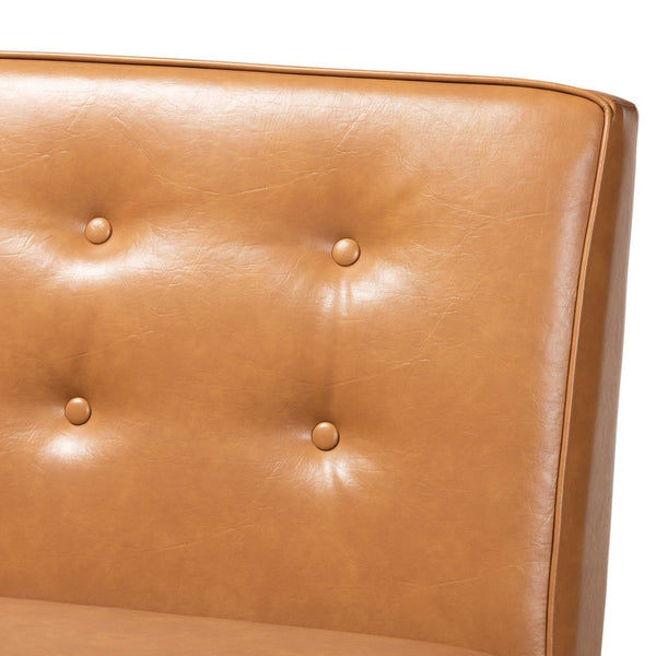 Baxton Studio Baxton Studio Arvid Modern Tan Faux Leather Dining Nook Set with Walnut Wood Finish & Tufted Design BBT8051-Tan/Walnut-2PC SF Bench