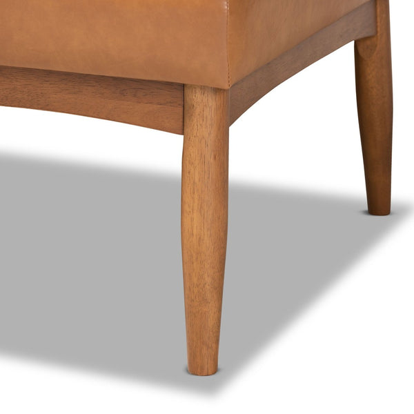 Baxton Studio Baxton Studio Mid-Century Modern Tan Faux Leather Dining Nook Set with Walnut Wood Finish for Small Spaces Arvid 3-Piece BBT8051-Tan/Walnut-3PC Dining Nook Set
