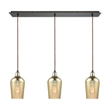 Hammered Glass 36'' Wide 3-Light Linear Pendant - Oil Rubbed Bronze with Amber 10840/3LP Elk Lighting