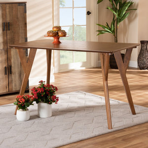 Baxton Studio Baxton Sahar Mid-Century Modern Dining Table in Walnut Brown - Perfect for Small Spaces & Gatherings BBT4074-Walnut-DT