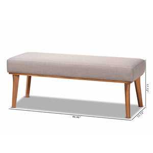 Baxton Studio Baxton Odessa Mid-Century Modern Grey Upholstered Dining Bench with Walnut Wood Finish & Style BBT8054-Grey/Walnut-Bench