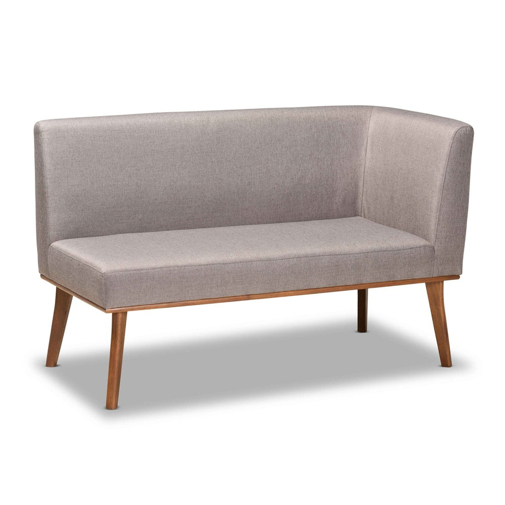 Baxton Studio Baxton Studio Odessa 2-Piece Mid-Century Modern Banquette Set - Stylish Grey Upholstered Dining Nook BBT8054-Grey/Walnut-2PC SF Bench