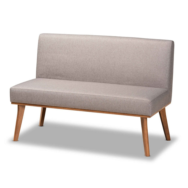 Baxton Studio Baxton Studio Odessa 2-Piece Mid-Century Modern Banquette Set - Stylish Grey Upholstered Dining Nook BBT8054-Grey/Walnut-2PC SF Bench