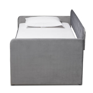 Baxton Studio Baxton Studio Modern Velvet Daybed with Trundle - Stylish, Space-Saving Sleep Solution for Any Room Twin CF9183-Grey-Daybed-T/T