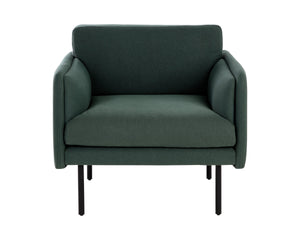 Sunpan Luella Upholstered Accent Armchair Mid-Century Pine Fabric with Sleek Black Metal Legs 108462