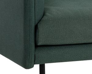 Sunpan Luella Upholstered Accent Armchair Mid-Century Pine Fabric with Sleek Black Metal Legs 108462
