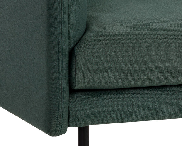 Sunpan Luella Upholstered Accent Armchair Mid-Century Pine Fabric with Sleek Black Metal Legs 108462