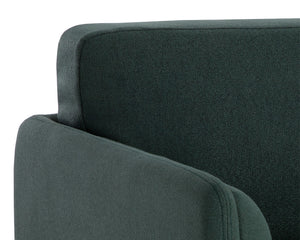 Sunpan Luella Upholstered Accent Armchair Mid-Century Pine Fabric with Sleek Black Metal Legs 108462