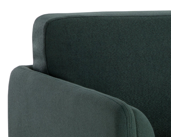 Sunpan Luella Upholstered Accent Armchair Mid-Century Pine Fabric with Sleek Black Metal Legs 108462