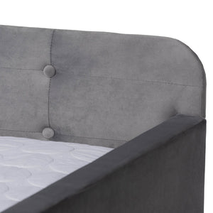 Baxton Studio Baxton Studio Modern Velvet Daybed with Trundle - Stylish, Space-Saving Sleep Solution for Any Room Full CF9183-Grey-Daybed-F/T