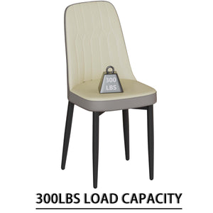 English Elm 55 Modern 4-Person MDF Dining Table Set with Sturdy Black Metal Legs and Padded PU Chairs for Families Beige+Grey,White W2189S00732