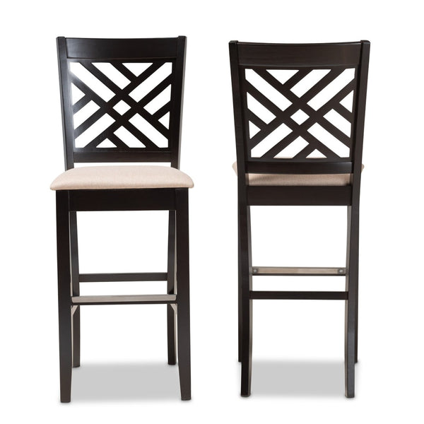 Baxton Studio Baxton Studio Jason Modern Bar Stool Set - Sand Upholstered, Espresso Wood, Stylish Comfort for Any Space RH317B-Sand/Dark Brown-BS