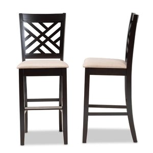 Baxton Studio Baxton Studio Jason Modern Bar Stool Set - Sand Upholstered, Espresso Wood, Stylish Comfort for Any Space RH317B-Sand/Dark Brown-BS