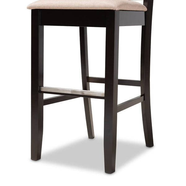 Baxton Studio Baxton Studio Jason Modern Bar Stool Set - Sand Upholstered, Espresso Wood, Stylish Comfort for Any Space RH317B-Sand/Dark Brown-BS