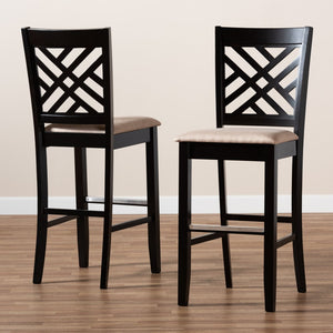 Baxton Studio Baxton Studio Jason Modern Bar Stool Set - Sand Upholstered, Espresso Wood, Stylish Comfort for Any Space RH317B-Sand/Dark Brown-BS