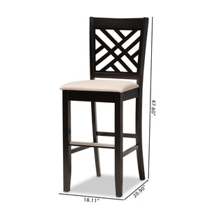 Baxton Studio Baxton Studio Jason Modern Bar Stool Set - Sand Upholstered, Espresso Wood, Stylish Comfort for Any Space RH317B-Sand/Dark Brown-BS