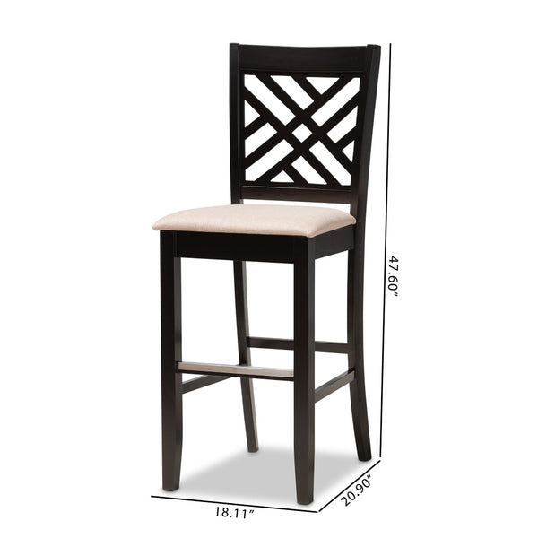 Baxton Studio Baxton Studio Jason Modern Bar Stool Set - Sand Upholstered, Espresso Wood, Stylish Comfort for Any Space RH317B-Sand/Dark Brown-BS