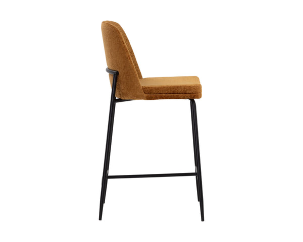 Sunpan Zeke Upholstered Counter Stool Marigold Fabric Antique Brass Base Kitchen Island Seating 108518
