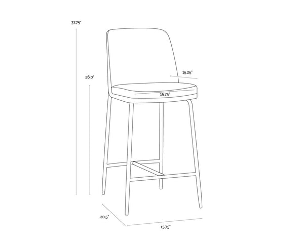 Sunpan Zeke Upholstered Counter Stool Marigold Fabric Antique Brass Base Kitchen Island Seating 108518