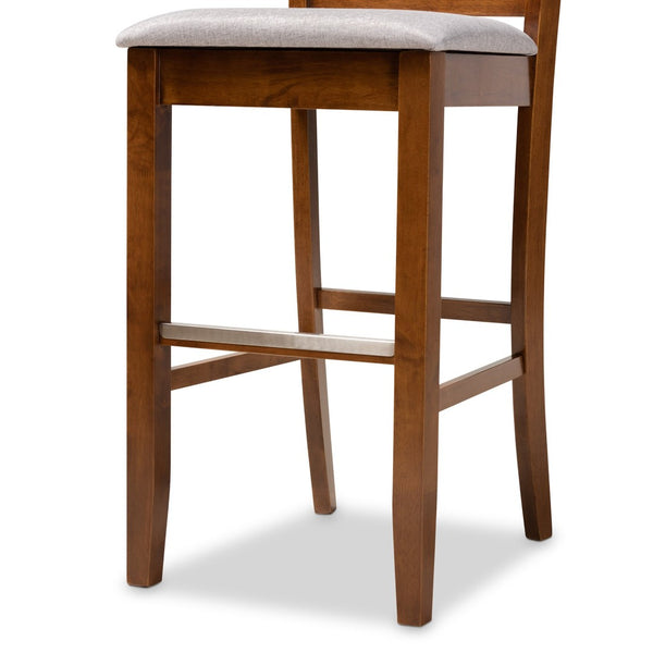 Baxton Studio Baxton Studio Modern Bar Stool Set - 2-Piece Grey Upholstered & Walnut Brown Wood for Style & Comfort RH317B-Grey/Walnut-BS