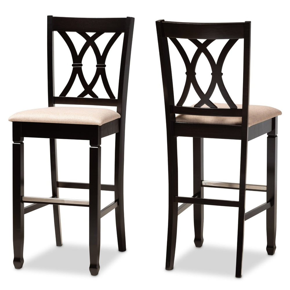 Baxton Studio Baxton Studio Calista Modern Bar Stool Set - Sand Upholstery & Espresso Wood Frame, 2 Pieces RH316B-Sand/Dark Brown-BS