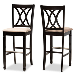 Baxton Studio Baxton Studio Calista Modern Bar Stool Set - Sand Upholstery & Espresso Wood Frame, 2 Pieces RH316B-Sand/Dark Brown-BS