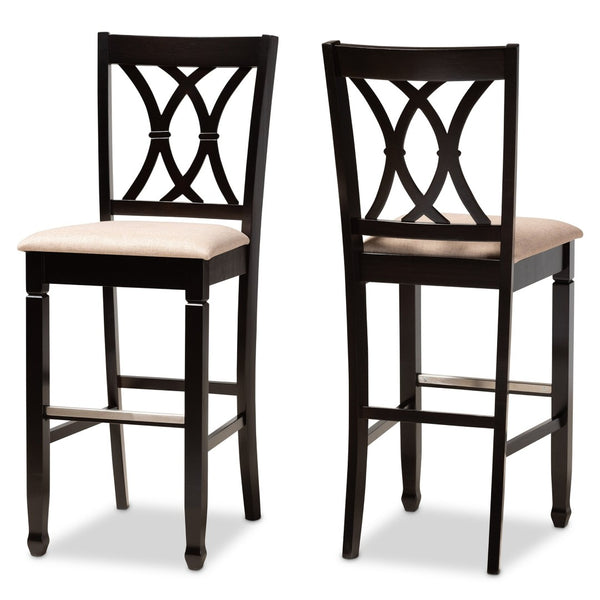 Baxton Studio Baxton Studio Calista Modern Bar Stool Set - Sand Upholstery & Espresso Wood Frame, 2 Pieces RH316B-Sand/Dark Brown-BS