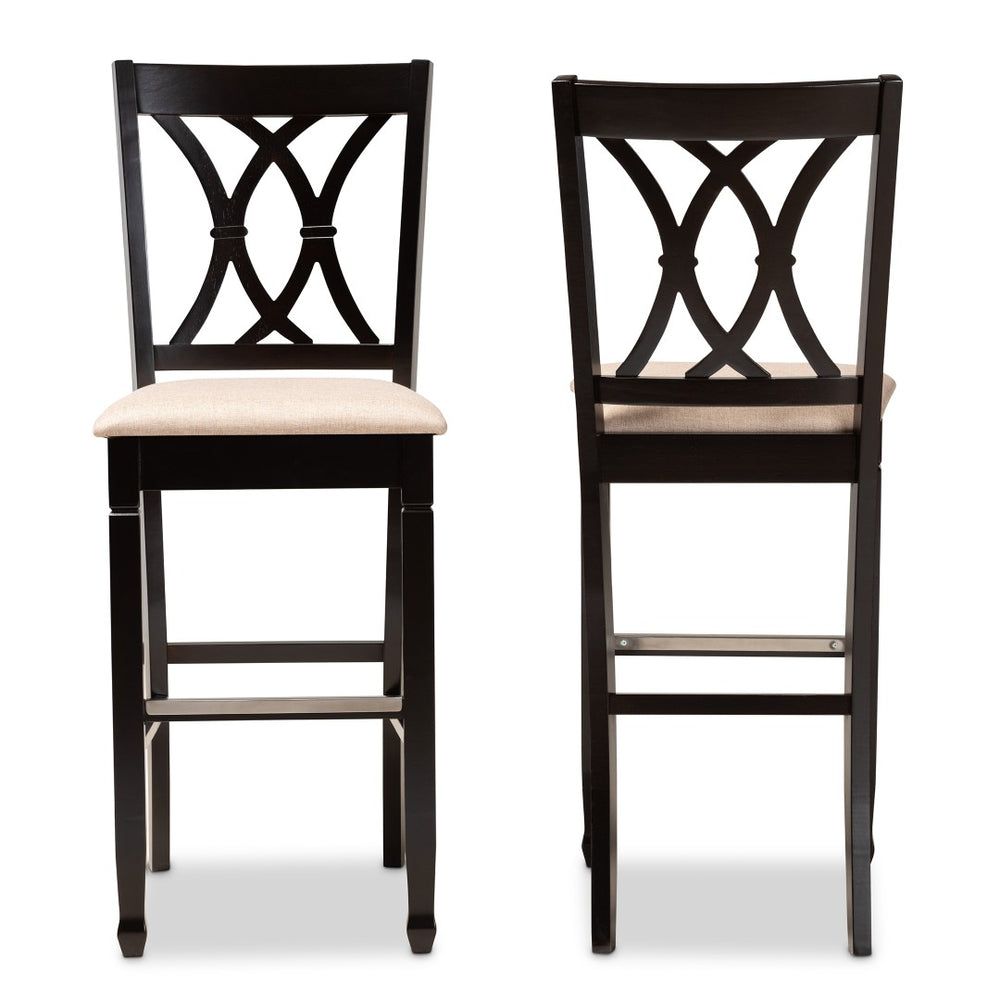 Baxton Studio Baxton Studio Calista Modern Bar Stool Set - Sand Upholstery & Espresso Wood Frame, 2 Pieces RH316B-Sand/Dark Brown-BS