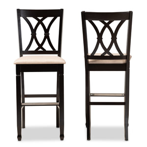 Baxton Studio Baxton Studio Calista Modern Bar Stool Set - Sand Upholstery & Espresso Wood Frame, 2 Pieces RH316B-Sand/Dark Brown-BS